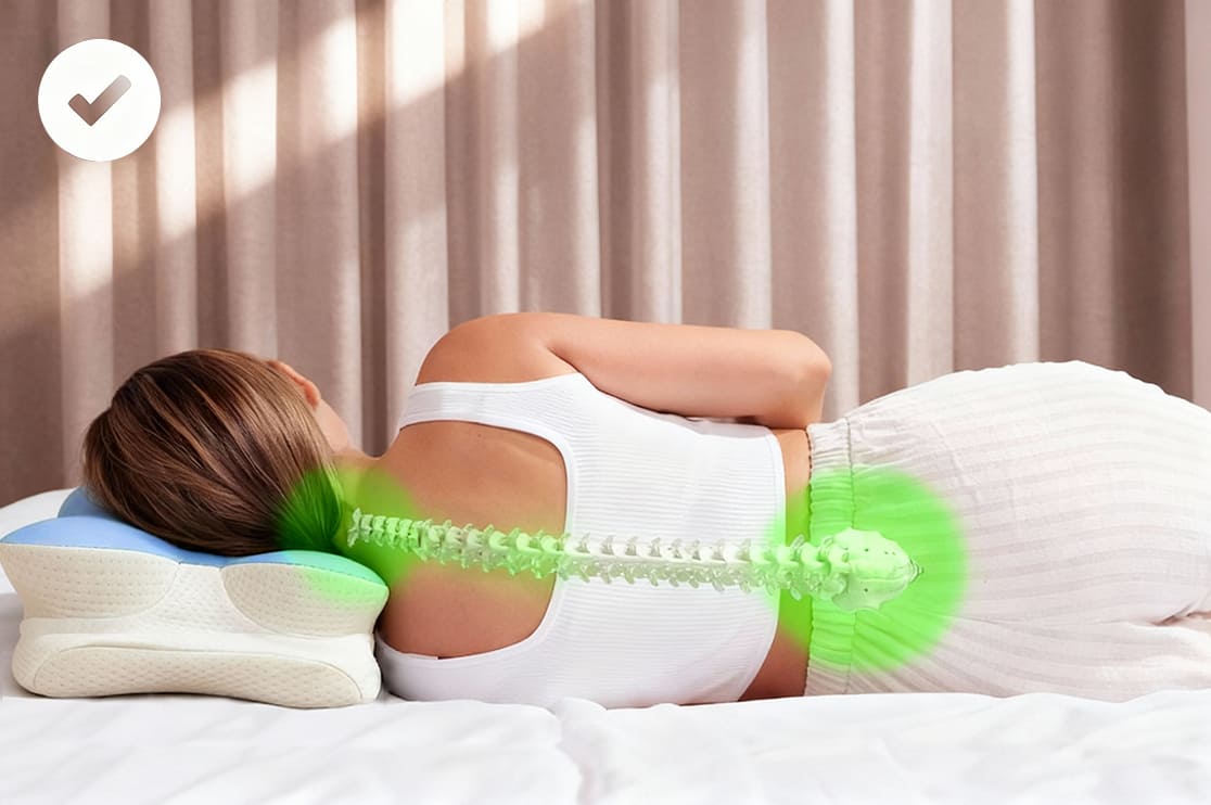 Sleeper resting with supportive pillow positioning